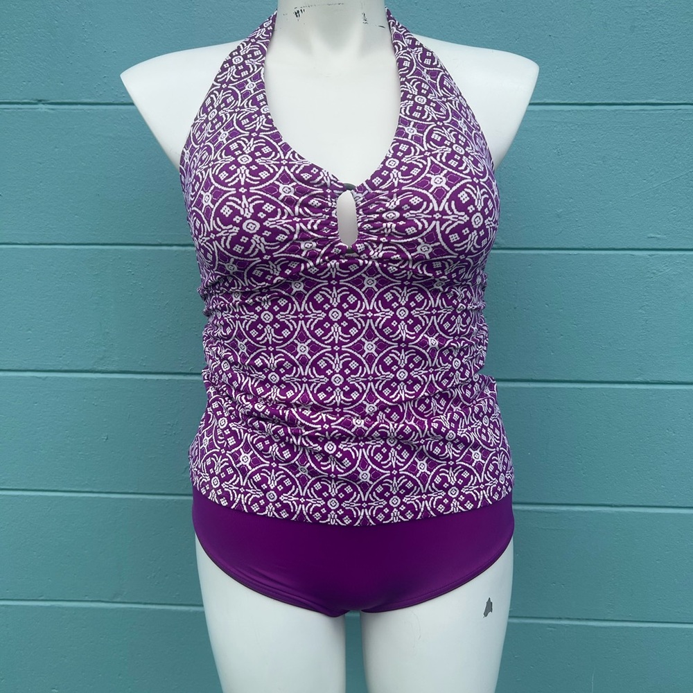 Purple Halter Neck Tankini Swimwear
